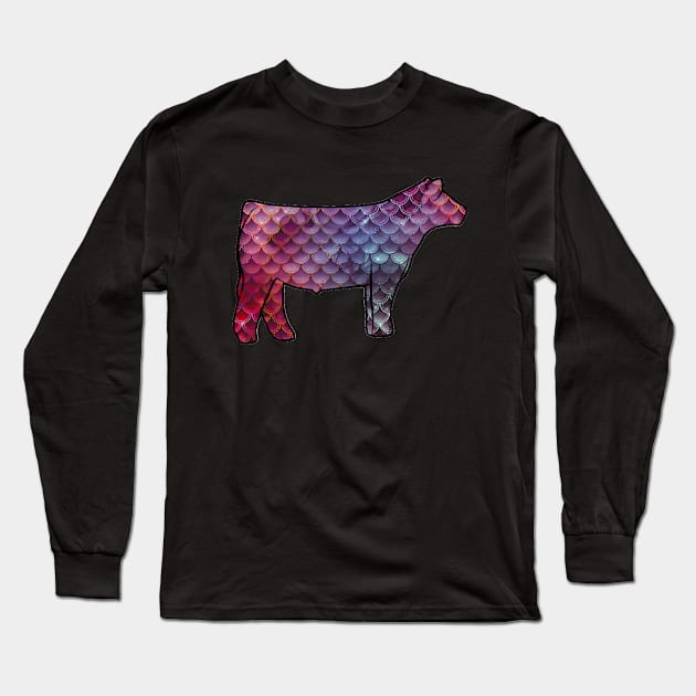 Mermaid Show Steer Silhouette  - NOT FOR RESALE WITHOUT PERMISSION Long Sleeve T-Shirt by l-oh